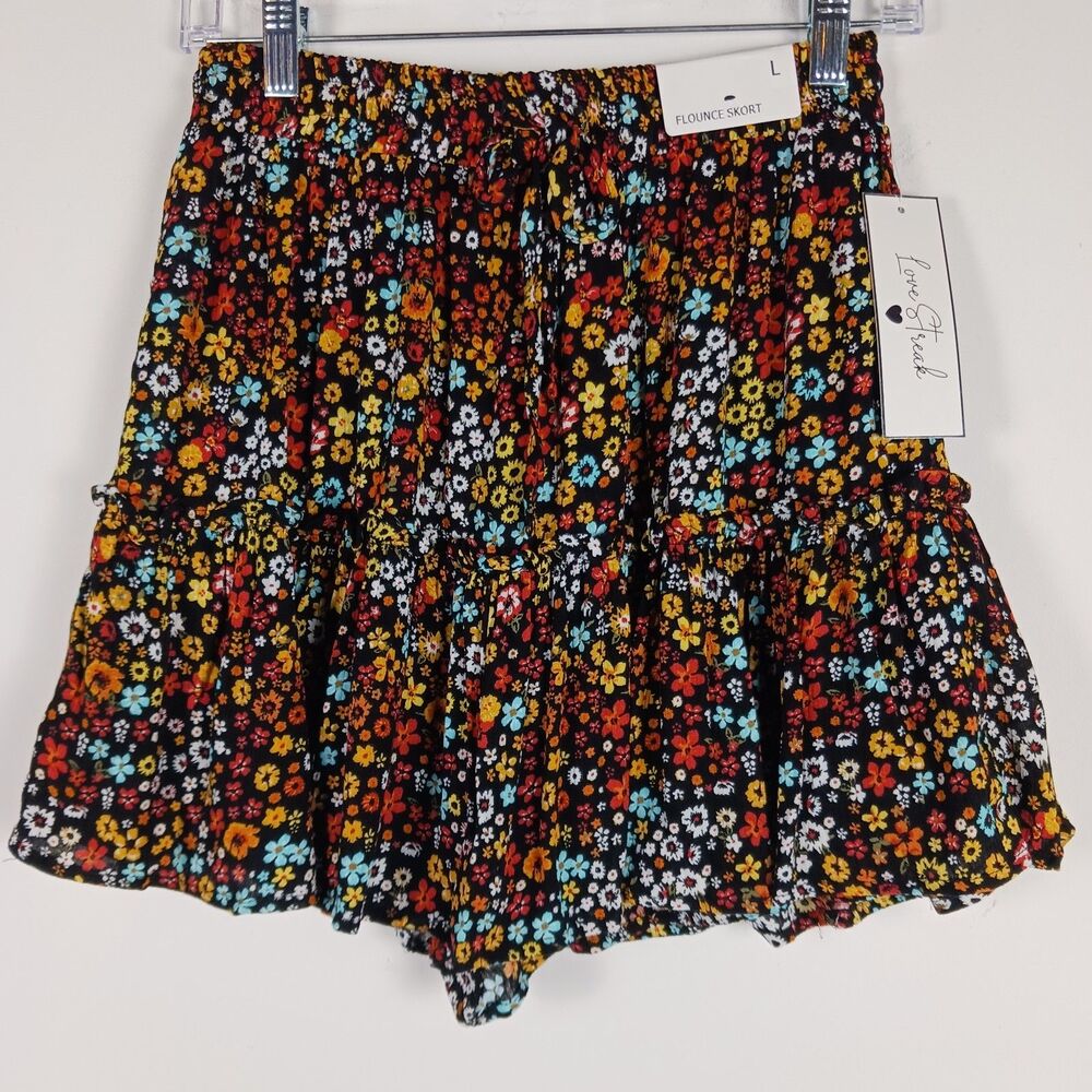 Love Streak Skort Women's Size L Floral Flounce Mini